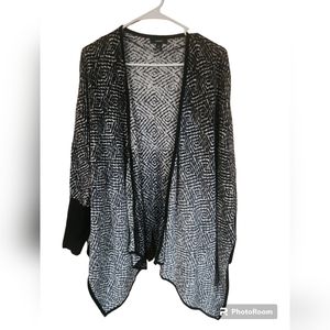 Alfani Knit Cardigan Sweater Jacket Size S Long Sleeve Black White Open Front